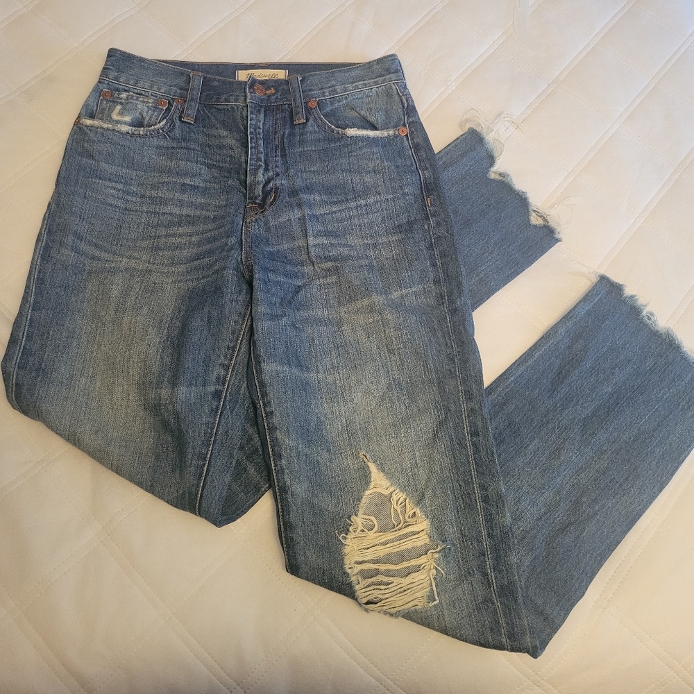Madewell Straight Leg Jeans - Distressed Blue